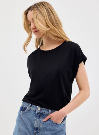 Contemporaine Womens Soft textured cap-sleeve tee
