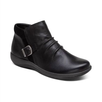 Aetrex Womens Luna Buckle Ankle Boot In Black