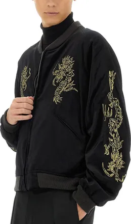 Sasquatchfabrix. Dragon-Embroidered Cotton-Rayon Jacket - Black
