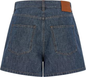 Fendi High-Waisted Cotton Denim Shorts - Blue
