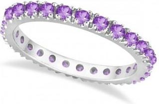 Allurez Amethyst Eternity Stackable Ring Band 14K White Gold (0.75ct)