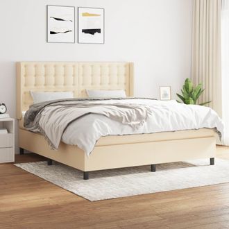vidaXL Vidaxl - Cama Box Spring Con Colch&oacute;n Tela Color Crema 160x200 Cm
