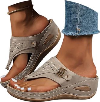 Generic Orthopedic Sandals For Women 2026 Summer Orthopedic Wide Width Wedge Flip Flops With Arch Support Non-Slip Platform Slides Lady Slip On Wedges Lightwe