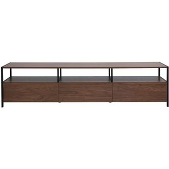 Miliboo Mobile TV finitura legno scuro noce e metallo nero L180 cm MAXENCE