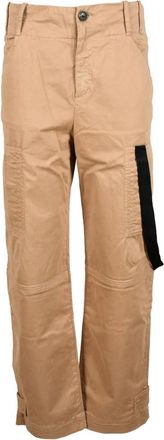 Pinko Katoen Elastaan Broek - Dames - Straight fit broeken - Bruin - M - Katoen - Broeken