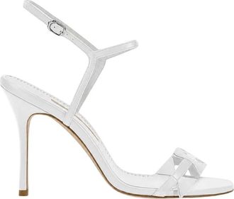 Manolo Blahnik Cigaura 105 Stiletto Sandalen - Dames - Sandalen met hakken - Wit - 39 1/2 EU - Leer - Schoenen
