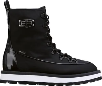 H&ouml;gl Black Walker Lace-Up Glossy Accents Nylon Ankle Boots