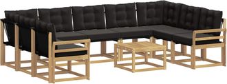 vidaXL Conjunto De Sof&aacute;s De Exterior 10 Uds. Blanco Y Negro Vidaxl