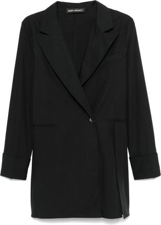 Our Legacy Ripe Poplin Blazer Shirt - Dames - Wikkelkleedje - Zwart - M - Katoen - Kleedjes