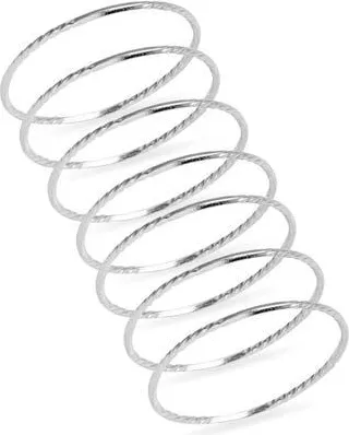 Nordstrom 7-Back Faceted Skinny Ring Stack in Silver at Nordstrom Rack, Size S/m