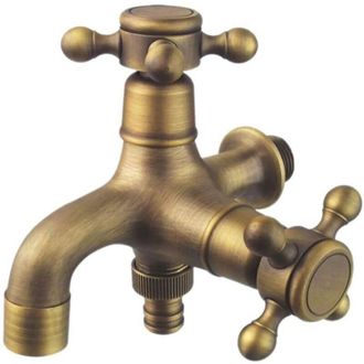 OEM Grifo De Jard&iacute;n De Doble Desag&uuml;e Estilo Antiguo, Grifo De Jard&iacute;n De Doble Bola, Grifo De P&eacute;rtiga Para Jard&iacute;n, Grifo Con Arandela De Lat&oacute;n De 1/2 -crez