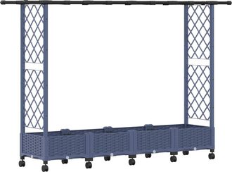 vidaXL Cama Elevada Con Trellis Y Techo Gris 203 X 40 X 127 Cm Pp Vidaxl