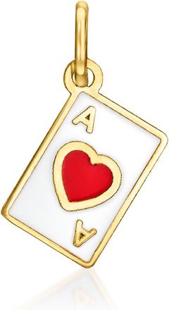 RS Pure by Ross-Simons Italian Multicolored Enamel Ace Of Hearts Card Charm in 14kt Yellow Gold