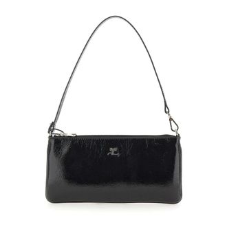 Courr&egrave;ges Zipped Naplack Pouch - female - Courr&egrave;ges - Shoulder Bags - Black - ONE SIZE - Bags