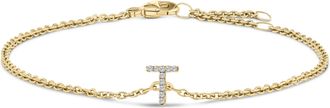 House of Brilliance 10K Gold Diamond Accent A-Z Initial Charm and Link Bracelet