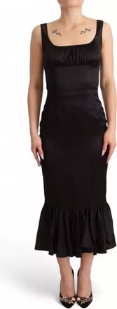 Dolce & Gabbana silk sleeveless square-neck sheath midi dress