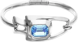 UNOde50 Silver-Tone Sculptural Bracelet with Blue Crystal at Nordstrom, Size Medium