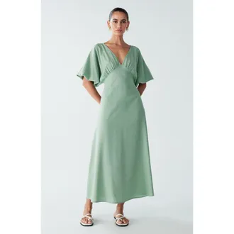 ST MRLO Palm Midi Dress in Sage Green at Nordstrom, Size 10