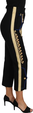 Dolce & Gabbana Military Embellished Womenss Black Gold Dress Womens Pant