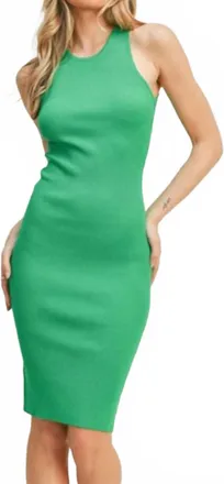 Lush Knit Back Cut Out Midi Dress In Green