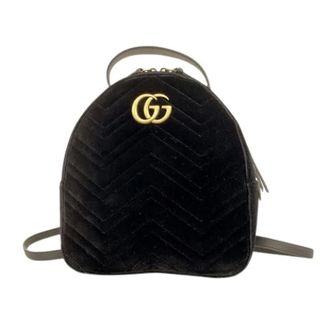 Gucci Pre-owned Backpacks, female, Black, Size: ONE SIZE Pre-owned Velvet Backpack