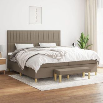 vidaXL Vidaxl - Cama Box Spring Con Colch&oacute;n Tela Gris Taupe 200x200 Cm
