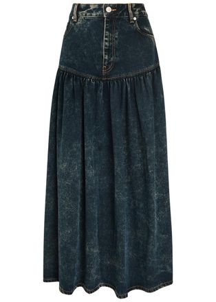 Ganni Denim Maxi Skirt - Black - 44 (UK14 / L)