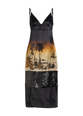 Staud Nalu Printed Linen-blend Midi Dress - Black - 6 (UK10 / S)