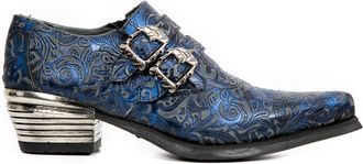 New Rock 7960-s7 Embossed Leather Steel Buckle Shoes