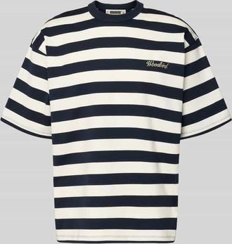 Woodbird Relaxed Fit T-Shirt mit Logo-Stitching Modell Beam in Marine, Gr&ouml;&szlig;e XXL