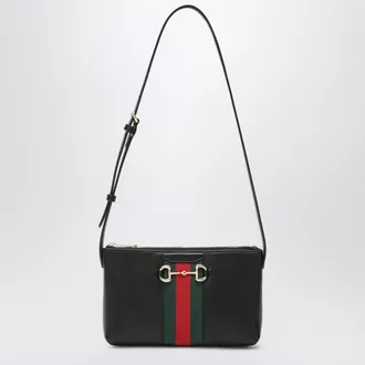 Gucci Black Leather Mini Horsebit Web Bag