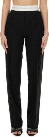 Alexander Wang Alexander Wang Womens High Waisted Pleated Pant With Logo Elastic - Black Wool - Size 12 UK