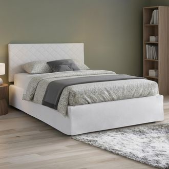 Dmora Dmora - Cama De Plaza Y Media Dbellom, Juego De Cabecero En Ecopiel Con Base Ortop&eacute;dica Y Cenefa, 100% Made In Italy, Con Colch&oacute;n Incluido, 120x190cm,