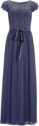 Swing Chiffon Avondjurk met Pailletten Kant Corsage - Dames - Avondkleed - Blauw - XS - Chiffon - Kleedjes