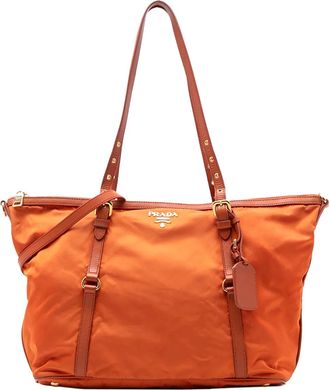 Prada 2010-2025 Saffiano Tessuto tas met afwerking - Oranje