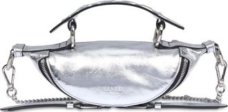 Lancel Origami Mini Zip crossbody bag - women - Grained Leather/Cotton - OS - Silver