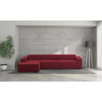 Talamo Italia Talamo Italia Sof&aacute; Fijo Licia, Sof&aacute; Modular 4 Plazas Pen&iacute;nsula Izquierda, 100% Made In Italy, Sof&aacute; Moderno En Tela, Cm 340x170h70, Rojo, Con Embalaje 