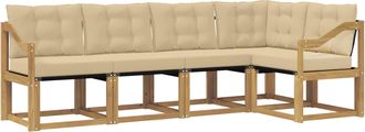 vidaXL Conjunto De Sof&aacute;s De Exterior 5 Uds. Y Beige Vidaxl