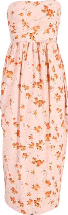 LoveShackFancy Strapless Floral Dress in Orange Cotton