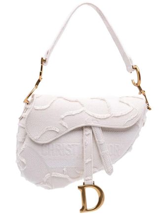 Dior 2020 Mini Canvas Embroidered Camouflage Saddle Bag shoulder bag - women - Canvas - One Size - White