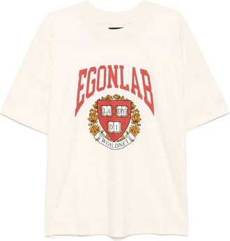 EGONlab. T-shirt in cotone con stampa logo - Toni neutri