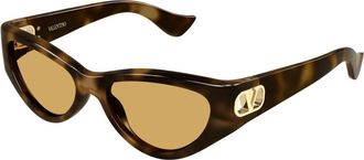 Valentino Sunglasses, female, Brown, Size: 54 MM VLogo Signature Cat-Eye Sunglasses