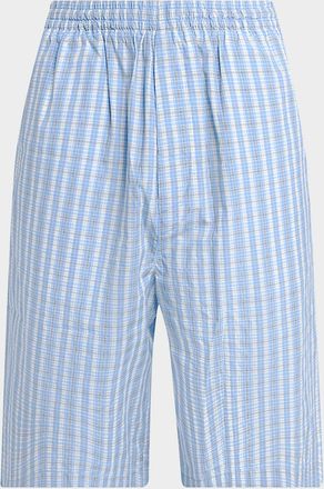 Bottega Veneta Men & apos;s Check Cotton-Silk Shorts
