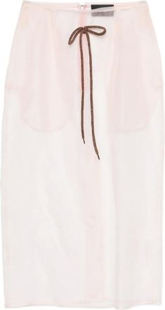 Simone Rocha sheer frayed column midi skirt - women - Silk/Polyester - 10 - Pink