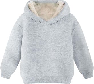 Generic Mjjsk Boys Hoodies Kids Classic Plain Hooded Jumper Fleece Warm Pullover Sweatshirts Long Sleeve Casual Fashion Winter Childrens Tops (Grey,10-11 Year