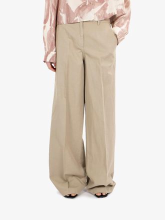 Aspesi Pantaloni wide leg in cotone e lino beige