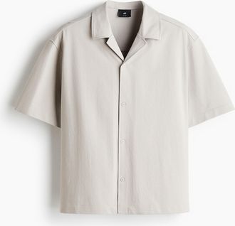 H&M Freizeithemd mit Struktur in Relaxed Fit - Hellgrau