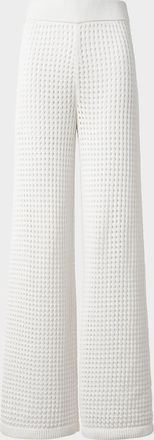 Akris Chunky Cotton Crochet Knit Straight-Leg Pants