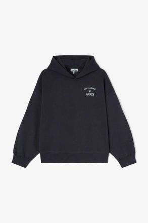 Ganni Mixed Dark Grey Paris Club Hoodie - Size XS Organic Cotton