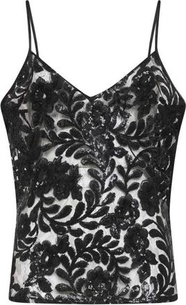 Golden Goose Tulle Top met Pailletten Borduursel - Dames - Tops zonder mouwen - Zwart - M - Pailletten - Tops